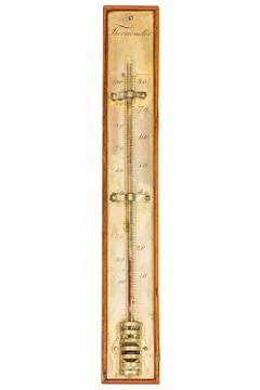 Vintage thermometer isolated on white Stock Photos