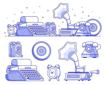 Vintage Things and Objects Icons Stock Illustration