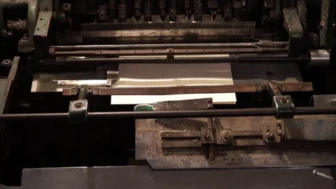 Vintage thread book sewing machine work – how to print book in old style technol Stock Footage 82728504