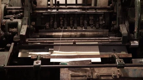 Vintage thread book sewing machine work – how to print book in old style technol Stock Footage 82728744