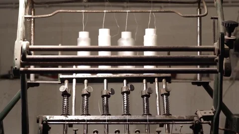 Vintage thread book sewing machine work – how to print book in old style technol Stock Footage 82728912