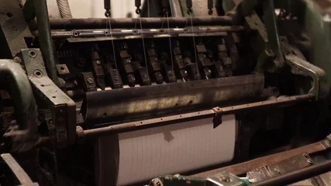Vintage thread book sewing machine work – how to print book in old style technol Stock Footage 82729467