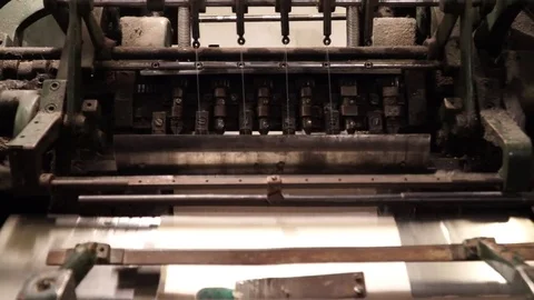 Vintage thread book sewing machine work – how to print book in old style technol Stock Footage 82729583