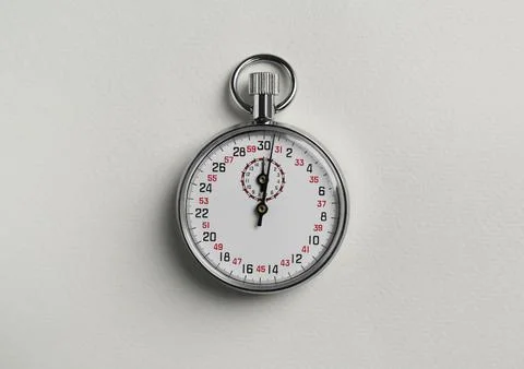 Vintage timer on light grey background, top view Foto stock