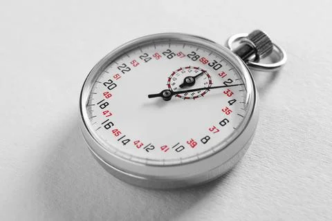 Vintage timer on light grey background. Measuring tool Stock Photos