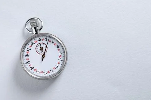 Vintage timer on light grey background, top view with space for text. Measu.. Stock Photos