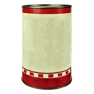 Vintage tin can isolated on white Foto stock