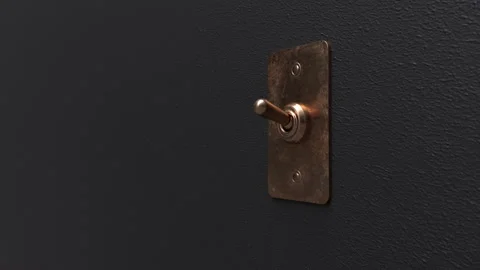 Vintage toggle  switch animated from off to on, 3d render Stock-Footage 168175938