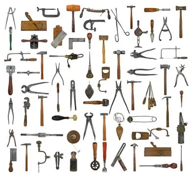 Vintage tools collage Foto stock