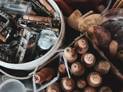 Vintage tools in display Stock Photos