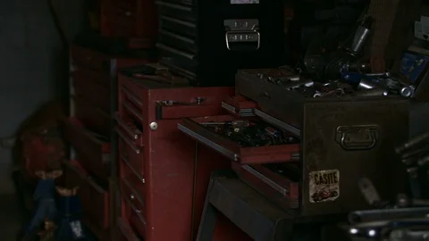 Vintage Tools at Tool Shop Stock Footage 128251882