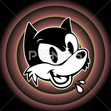 Vintage toons. retro cartoon character angry sarcastic woolf shout on background Stock Illustration