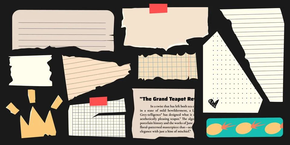 Vintage torn note paper elements Stockillustratie