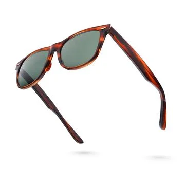 Vintage tortoise shell style plastic sunglasses isolated on white. Stock Photos