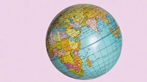 Vintage Toy Globe orbiting Video stock 100082146