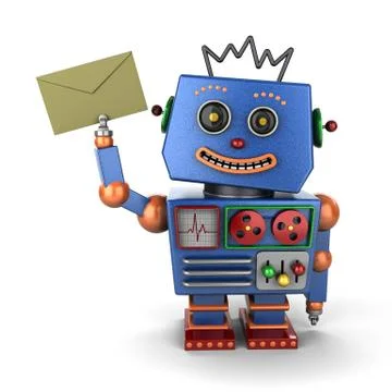 Vintage toy robot with envelope Ilustração Stock