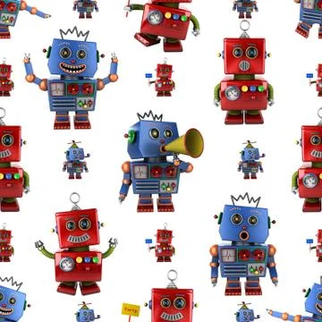Vintage toy robot pattern Illustrazione stock