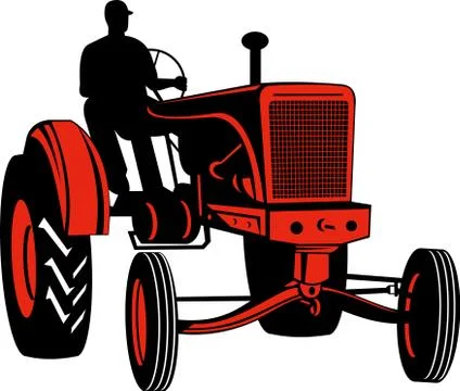 Vintage tractor on isolated background Stock Illustration