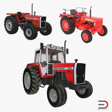 Vintage Tractors 3D Models Collection 3D Model