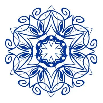 Vintage traditional folklore circle patterns in Spain or Potruguese style, blue Stock Illustration