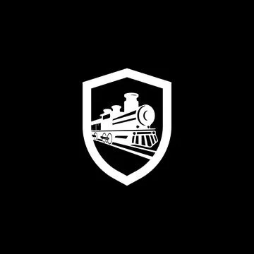 Vintage train inside a shield, great stamp or logo for a company Stock Illustration