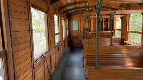 Vintage Train Interior Stock Footage 313866459