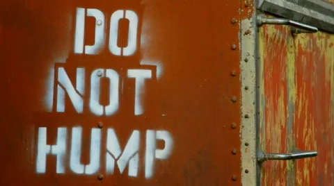 Vintage Train -Pan to Sign -Do Not Hump Stock Footage 698490