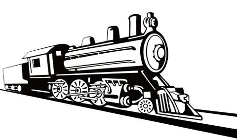Vintage train retro side view Stock Illustration