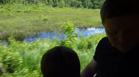 Vintage Train Ride - Passengers looking out Video stock 42907288
