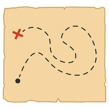 Vintage treasure map with red X marking the spot vector Stock Illustration