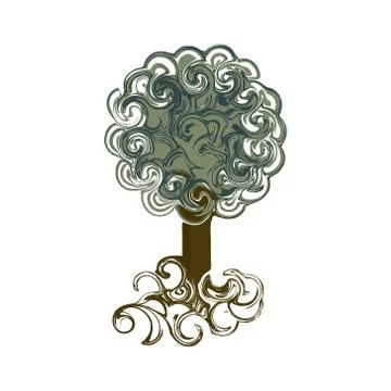 Vintage tree in twists Illustrazione stock