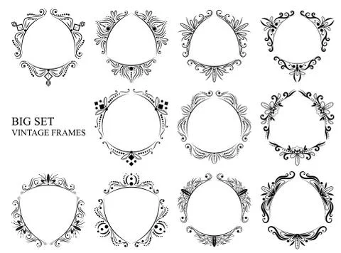 Vintage triangular frames big set Stock Illustration