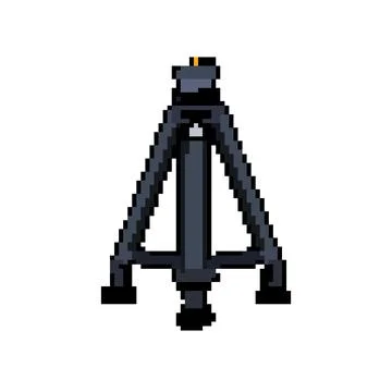 Vintage tripod camera pixel art vector illustration Stock Illustration