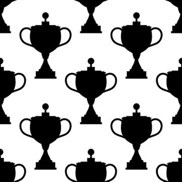 Vintage trophy cups seamless pattern Illustrazione stock