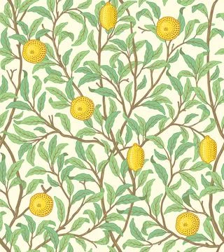 Vintage tropical fruit seamless pattern on light background. Lemons in foliage Stock Illustration