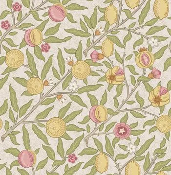 Vintage tropical fruit seamless pattern on light background. Middle ages William Stock Illustration