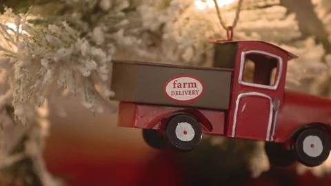 Vintage truck Christmas ornament Stock Footage