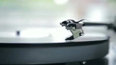 Vintage turntable with record Stock Footage 11250556