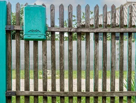 Vintage turquoise mailbox Stock Photos