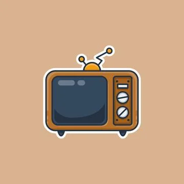 Vintage TV with antennae and knobs Stock Illustration