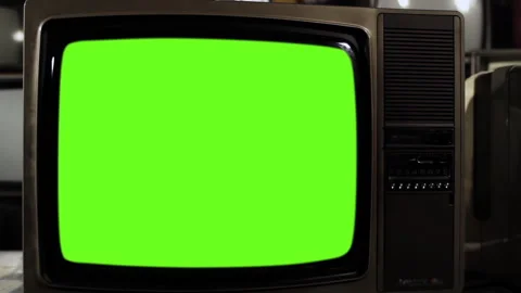 Vintage TV With Green Screen. Close Up. ... | Stock Video | Pond5