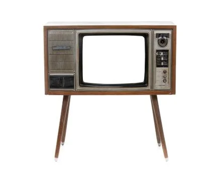 Vintage TV isolated on white background . Stock Photos