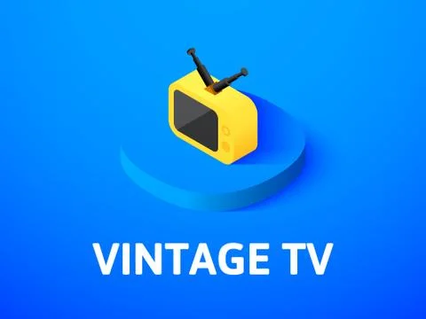 Vintage TV isometric icon, isolated on color background Illustrazione stock