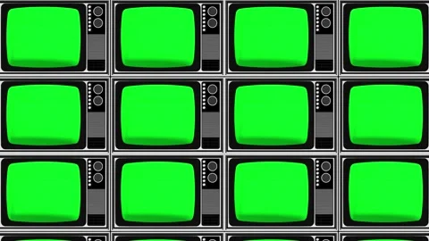 Vintage TV noise grid visual multiple retro monitors, purple static screens, bla 库存影片 340528391