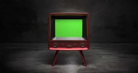 Vintage TV Television Green Screen. old television vintage style Stock Footage