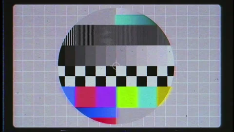 Vintage TV test pattern with retro film grain overlay Stock Footage 330128508