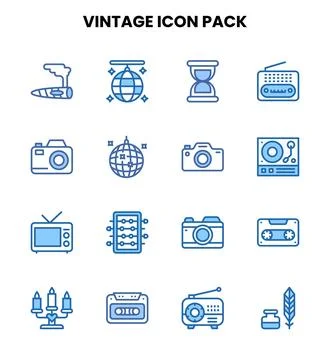 Vintage Two Colour Vector Icons Pack Stockillustratie