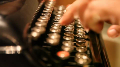 Vintage Type Writter with Slow Typist Stock Footage 36550363
