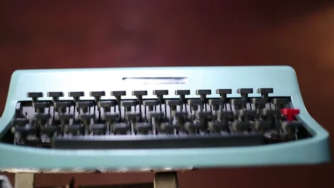 Vintage typewriter and old weights on scale. Video stock 86142158