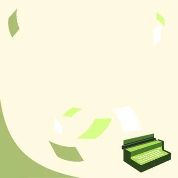 Vintage Typewriter Drawing With Multiple Floating Papers. Old Typewriting 스톡 일러스트